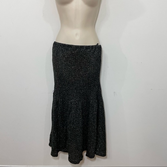 Free people knit tube top dress black metallic silver fit and flare mini size M - Picture 5 of 9